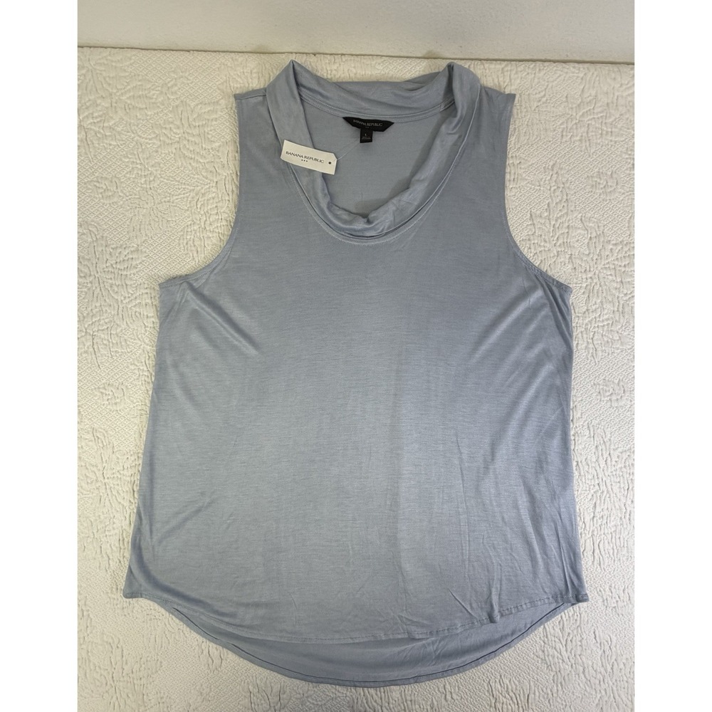 NWT Banana Republic Cowl Neck Tank Top Sleeveless Shell Blue Large L 517233